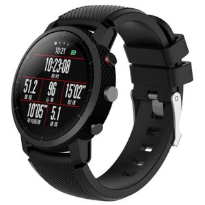 BRACELET MONTRE CONNEC. Bracelet de montre de sport Silicagel souple pour montre intelligente Amazfit Stratos 2 BK -ZHM80323004BK