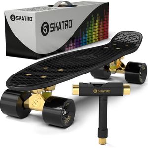 SKATEBOARD - LONGBOARD Skateboard Mini Cruiser Skatro - Planche en plastique de 55 cm - Noir - Mixte - Adulte