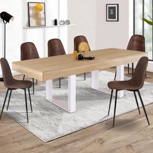 Table à manger carrée 90x90 en bois blanc, extensible avec