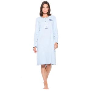 Chemise de nuit femme longue manches longues coton Cdiscount