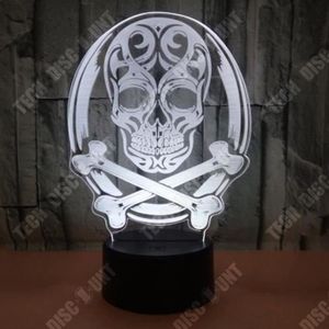 VEILLEUSE BÉBÉ TD® Lampe Crâne d'Halloween tactile coloré 3D veilleuse lampe de table stéréo 3D créative - lampe veilleuse décoration hollogrames