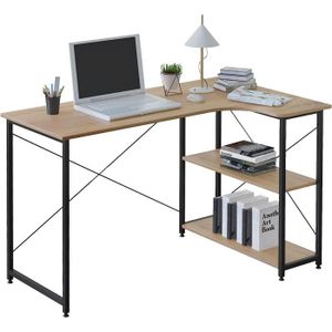 BUREAU  WOLTU Table bureau 120 x 74 x 71,5 cm - Table de d'ordinateur  en bois et acier - Noir et chêne clair