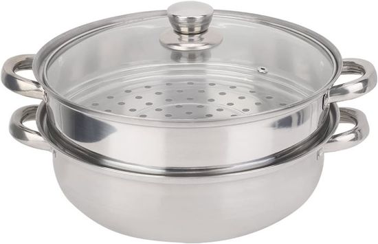 Cuisinière Vapeur 3 étages En Inox - Cuiseur à Vapeur Avec Couvercle Transparent, Pour Gaz, Induction, Halogène