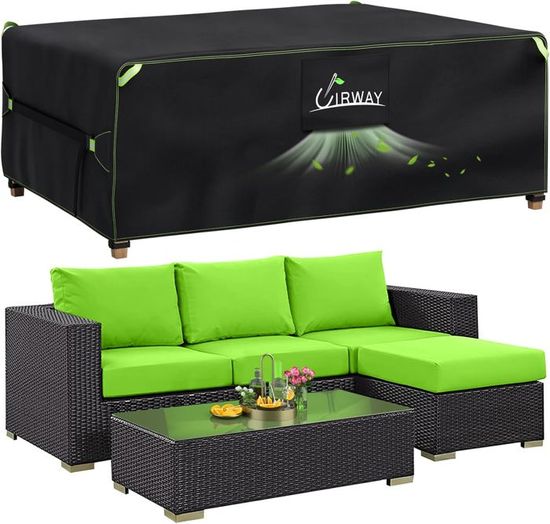 Lntyq Housse Salon De Jardin 180x120x74cm/LxWxH Noir Bache De Protection Exterieur 420D Tissu Oxford Housse Salon De Jardin Exterieur, Housses Pour Mobilier De Jardin Imperméable Anti-UV