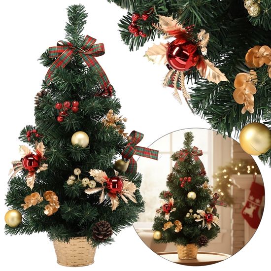 3 Sapins De Noël Miniatures Avec Lumières LED - Décorations De Table, Batterie Incluse - Design Dégradé Brillant - 3
