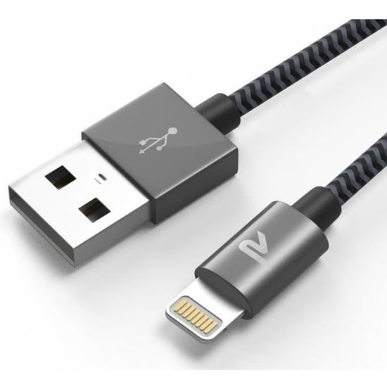Lot De 3 Câbles IPhone RAVIAD MFi - Nylon Tressé 1m - Charge Rapide 2.4A - Compatible Tous IPhone