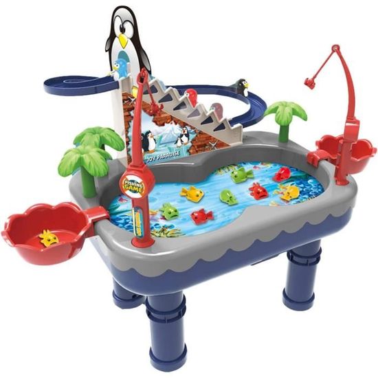 Table D'eau 4-en-1 Avec Jeu De Pêche – Pieds Amovibles, Robinet Pompe, Intérieur/extérieur, 3-8 Ans