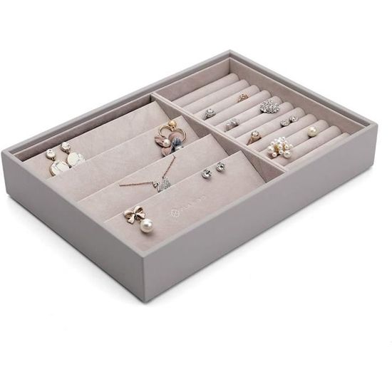 Nideeoîte à Bijoux En Velours à 24 Compartiments Pour Bagues, Boucles D