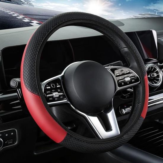 Txopaf Voiture Cuir Volant Caches, Pour BYD Seal U DM-i Antidérapant Protege Volant Respirant Imperméable Protection Intérieur Accessoires,A/ Black-Classic