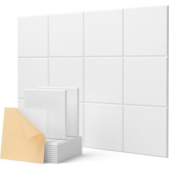 Lot De 12 Panneaux De Mousse Acoustique Autocollants 30x30x5 Cm - Isolation Phonique Anti-Bruit Ignifuge Pour Studio, Bureau Et Maison