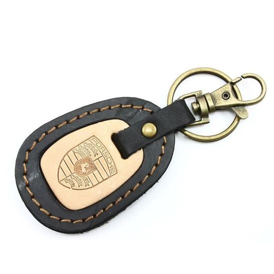 Porte-clés Porsche En Cuir Noir – Neuf