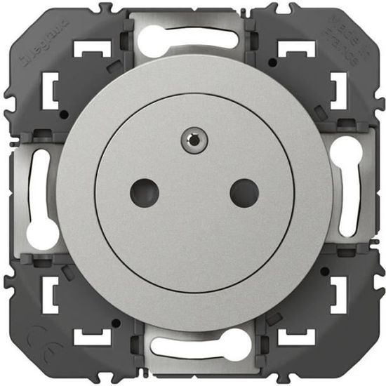 Legrand LEG95075 Steckdose Oberfläche – 2P+T, Aluminium, Mit Erdung & Kindersicherung – Moderner Deko-Anschluss Für Renovierung