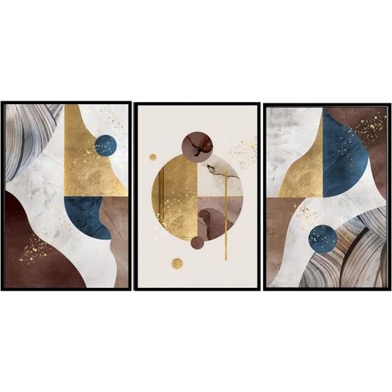 Tableau Decoration Murale salonTableaux d'or Moderne Abstrait géométrique  Toile Tableau Murale avec cadre 30x40cm[7039] - Cdiscount Maison