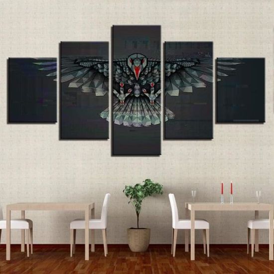 5 peintures sur toile-décoration murale-Aigle Animal-Décoration de la maison-avec cadre-Peut être accroché-100x50cm[1059]