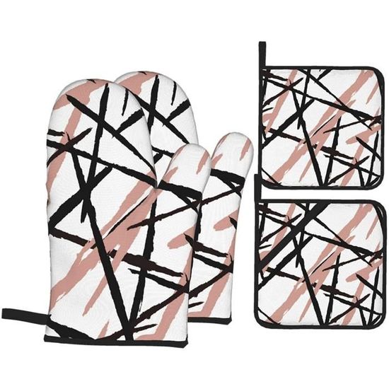 Lot De 4 Gants De Cuisine Antidérapants Et Résistants à La Chaleur Avec