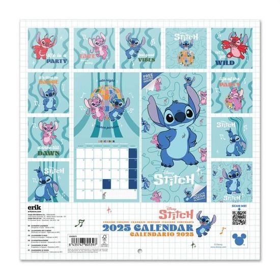 STITCH - CALENDRIER MURAL 2025 GRUPO ERIK CP25071 - Beaux-Arts Et Loisirs Créatifs