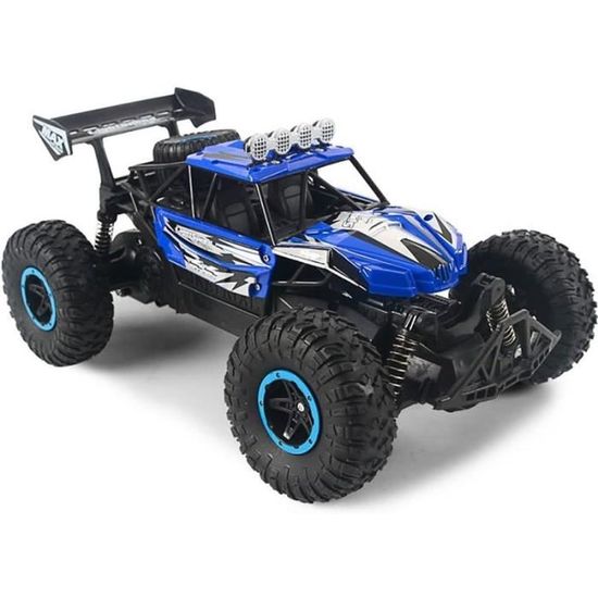 Voiture Télécommandée Tout-Terrain 4WD - 360° Rotation, LED, 2.4GHz - Pour Enfants 3-7 Ans (Bleu)