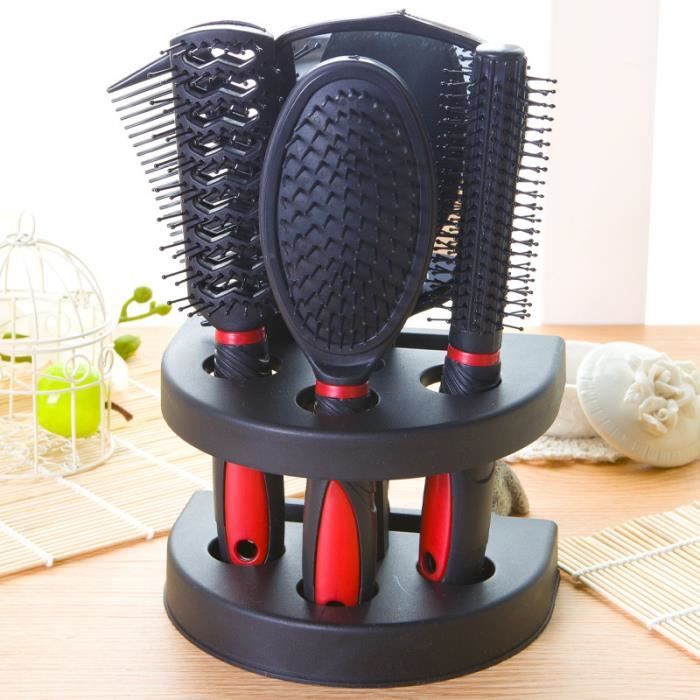 6 En 1 Peignes Fixé Peigne Cheveux Miroir Peigne De Massage Kit De Voyage