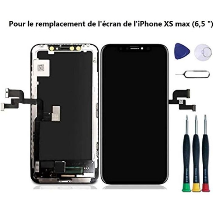 Ecran Tactile OLED pour iPhone XS Max Vitre De Remplacement 3D Touche Ecran D'Affichage avec Kit D'Outils Complet De Réparation (6.5