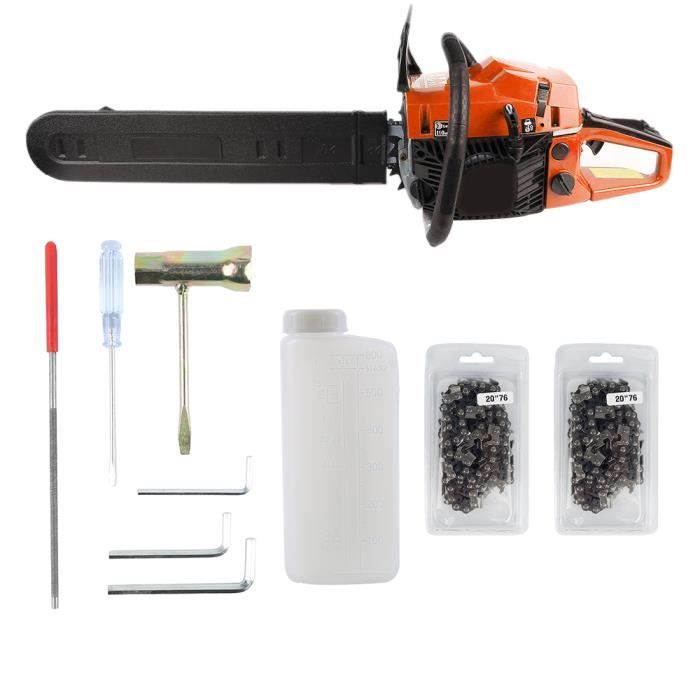 POPS Pack Tronçonneuse thermique 58CC - 2è Chaîne et Housse - Taille de coupe 50cm