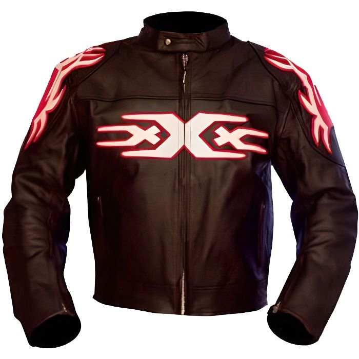 Kc009 Blouson moto quad cuir noir KARNO - TRIPLE XXX Style M Noir