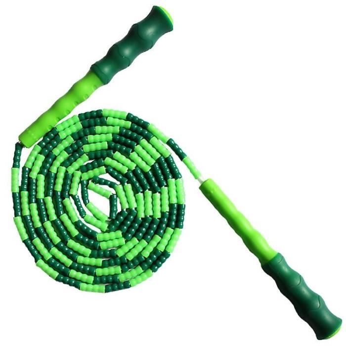 Corde à sauter souple perlée sans enchevêtrement longueur segmentée réglable corde à sauter fitness #2649