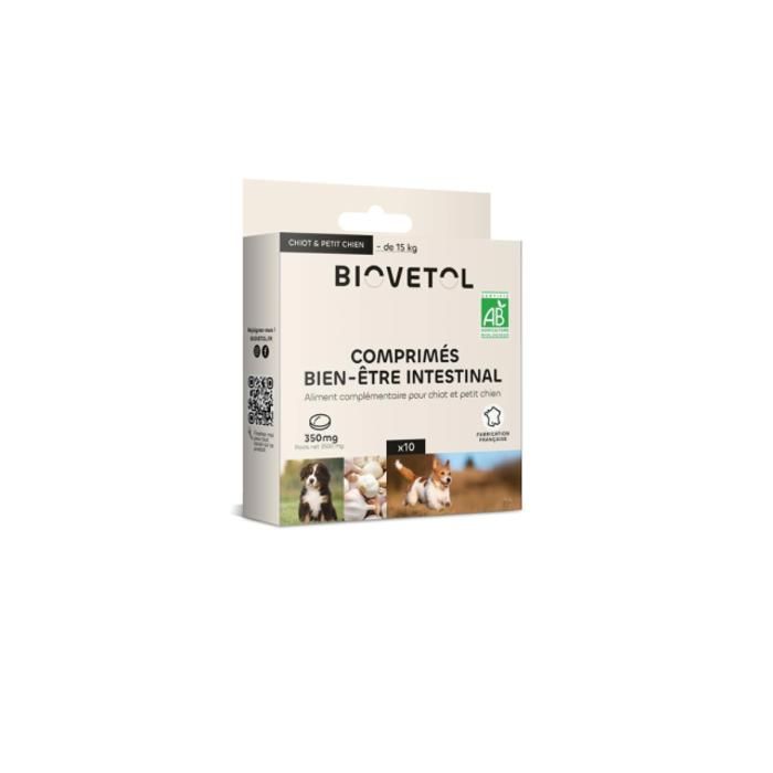 Aliment complémentaire pour chiot et petit chien à base de plantes. Il favorise le maintien de la flore intestinale et aide au