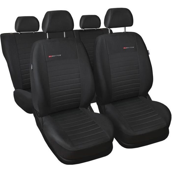 Housse De Siège pour Seat Ibiza I II III IV V Elégance P4 - Tissu noir et velours - Set complet
