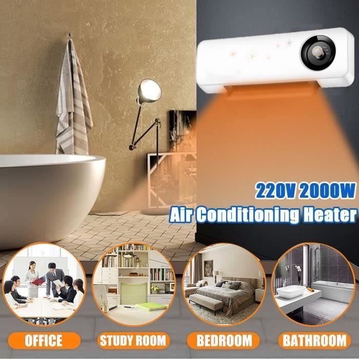 AVANC Radiateur Chauffage Electrique 2000W Télécommande Climatisation Etanche Mur Maison PRISE US 220V BLANC
