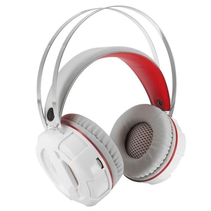 NEUFU Jeux casque écouteur audio filaire confortable Blanc Non lumineux