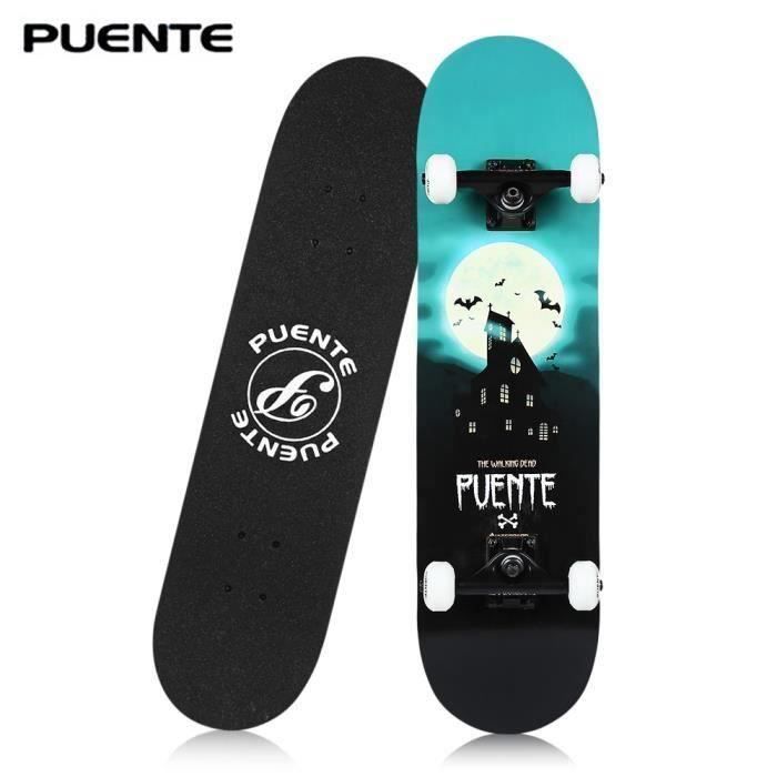 Adolescents Longboard Brosse Street Double Courbe à Quatre Roues Skateboard(vert)