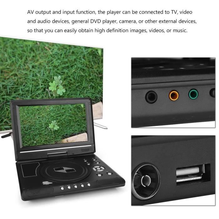 Fdit lecteur DVD USB Portable HD 9.8 `` écran LCD lecteur DVD jeu lecteur TV récepteur radio FM avec prise ue