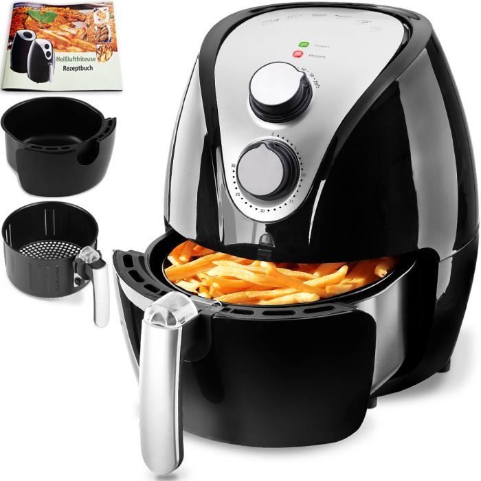 Friteuse électrique à air chaud 3,2 litres noir 1300 W 3,2 L livre de recettes cuisine
