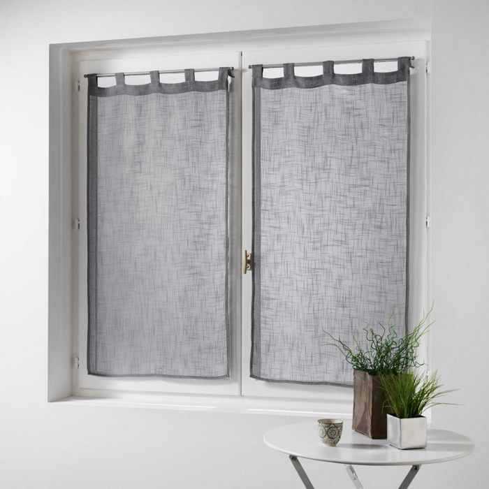 CDaffaires Paire droite passants 2 x 60 x 120 cm effet lin tisse haltona Gris