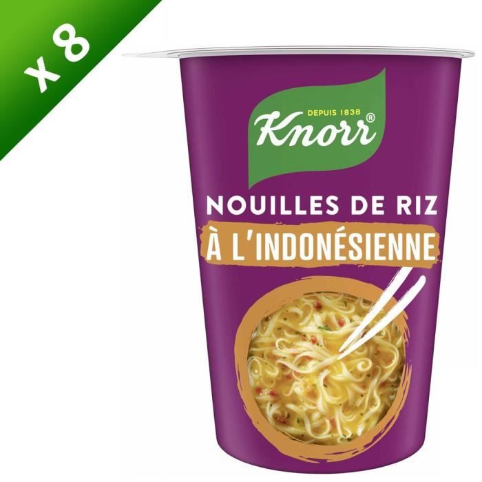 KNORR Nouilles de Riz Indonésienne Coco Citronnelle - Lot de 8x 70 g
