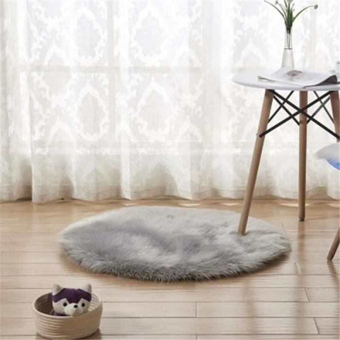 Tapis Salon carpet tapis chambre Rond Tapis Shaggy Gris-90cm