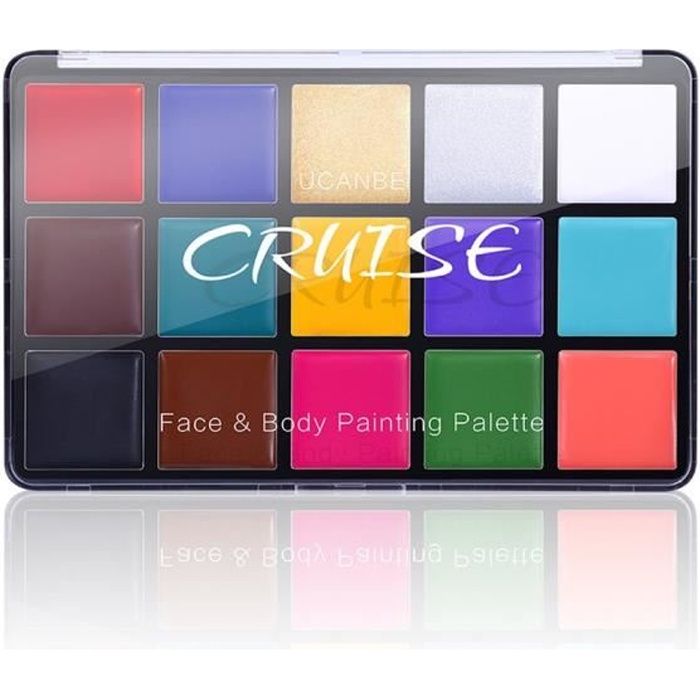15 Couleurs fard gras Non Toxique Soluble à eau Bodypaint Pigments Art Maquillage Peinture avec Brosse