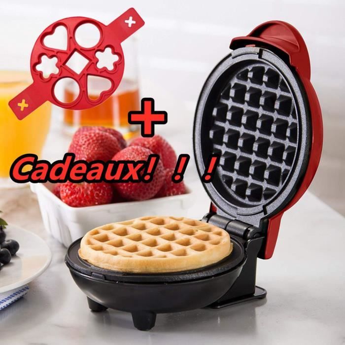 【Cadeaux!】Gaufrier électrique MINI Appareil à Gaufre 350W 50Hz Machine à cuisine + Moule à gaufre