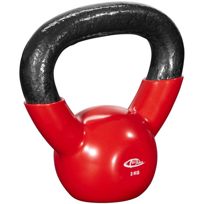 TECTAKE Kettlebell 2 kg pour Exercices de Musculation et de Cross Training en Fonte Rouge