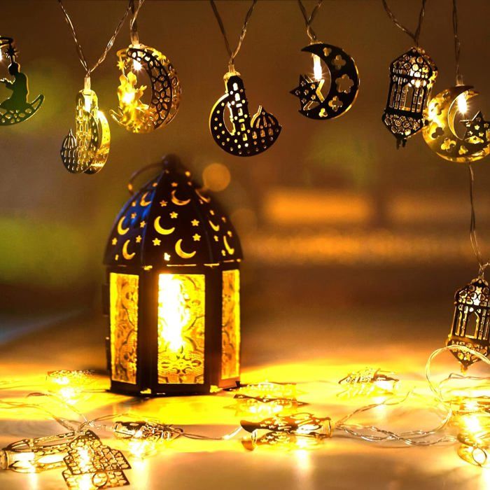 Calendrier De L'Avent Ramadan Avec Guirlande LED – Déco En Bois Doré, Compte à Rebours Pour Enfants Et Familles