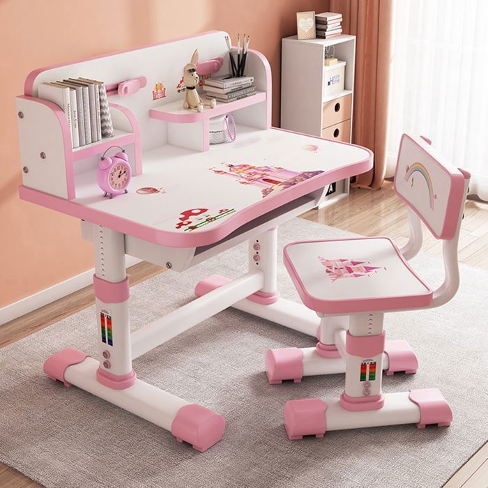 Bureau détude pour enfants avec chaises - BIPLUT - Style Cartoon - Facile à Assembler - Parfait Cadeau pour les Enfants - ROSE