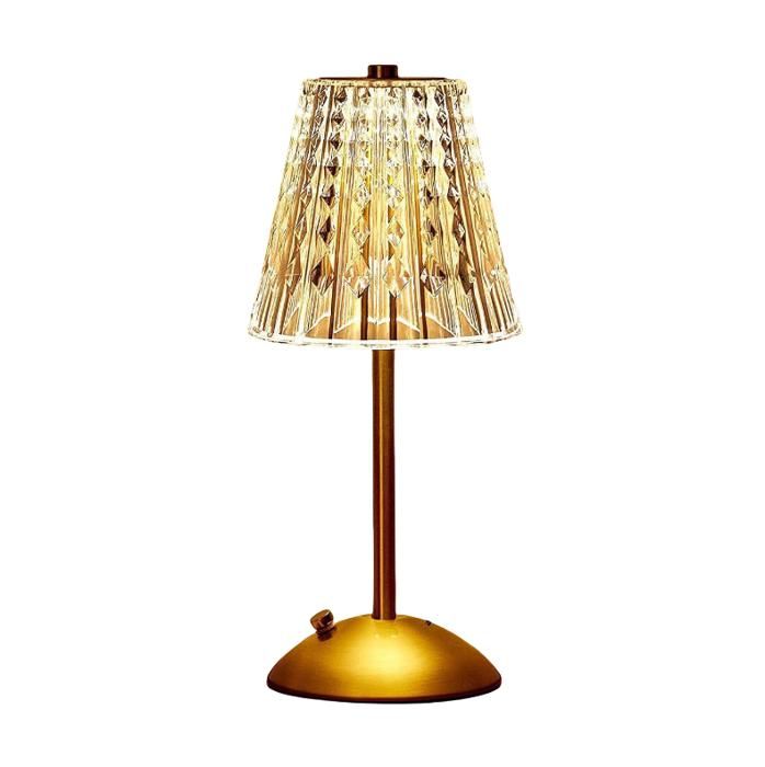 One Fire Lampe de Chevet LED 3 Couleurs Lampe Cristal Tactile Dimmable Pour Table Sans Fil Rechargeable pour Chambre Salon