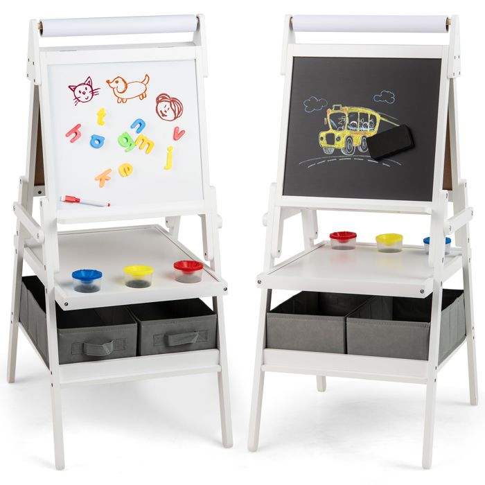 COSTWAY 3 en 1 Chevalet d'Art Enfant avec Tableau Noir