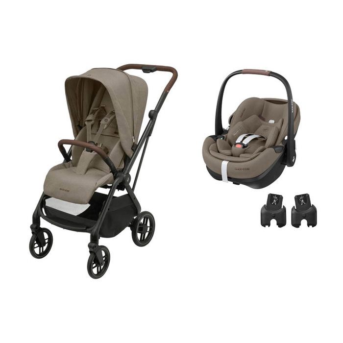 MAXI COSI - Poussette Duo Leona 2 Pebble 360 Pro 2 Twillic Truffle Maxi Cosi