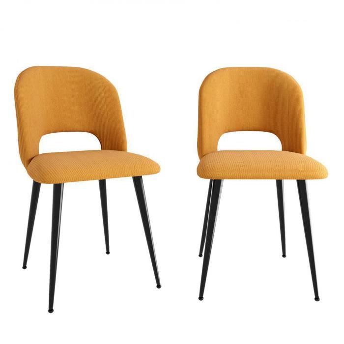 Lot de 2 Chaises Cuisine - MIPAN - Chaises de Salle à Manger Rembourrées - Chaises pour Cuisine Salon Chambre Bureau - Orange