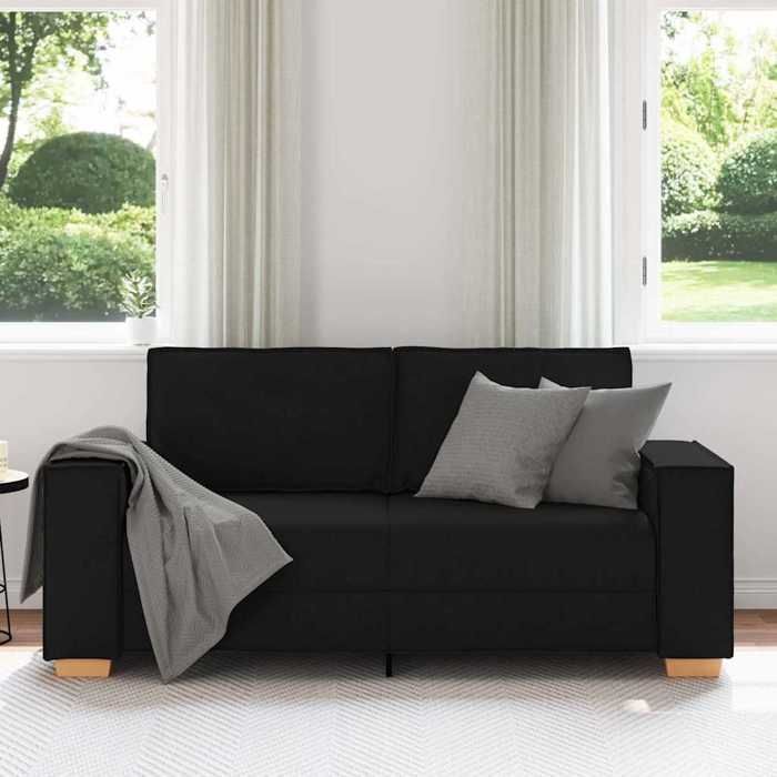 Clarence* Canapé 2 places - Loveseat/Sofa - 100 % polyester - Noir 140 cm Tissu EU981114