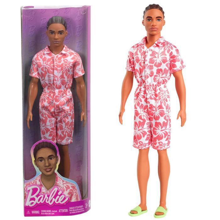 Poupée Ken - Barbie - HYT99 - Combinaison Corail - Sandales Vert Clair - Tresses