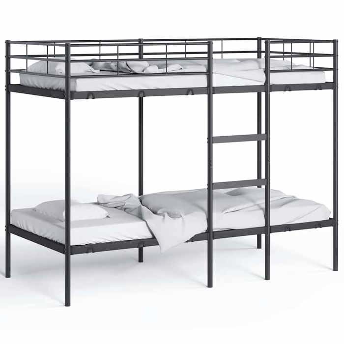 CLARENCE® Cadre de lit superposé - Lit enfant/2 places - sans matelas - noir 90x200 cm acier LV248