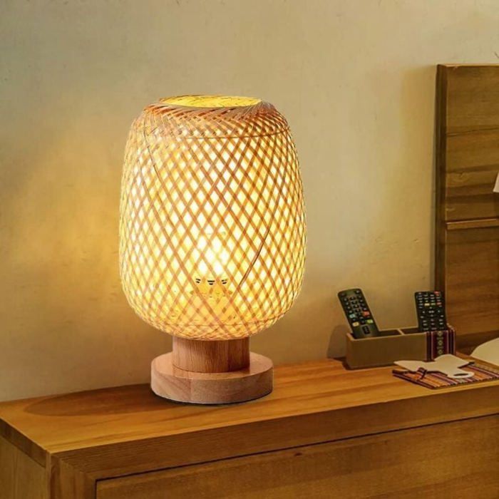 Lampe de Chevet - YYV - SHE-1938 - Bambou Tissé - Style Japonais - 5W LED