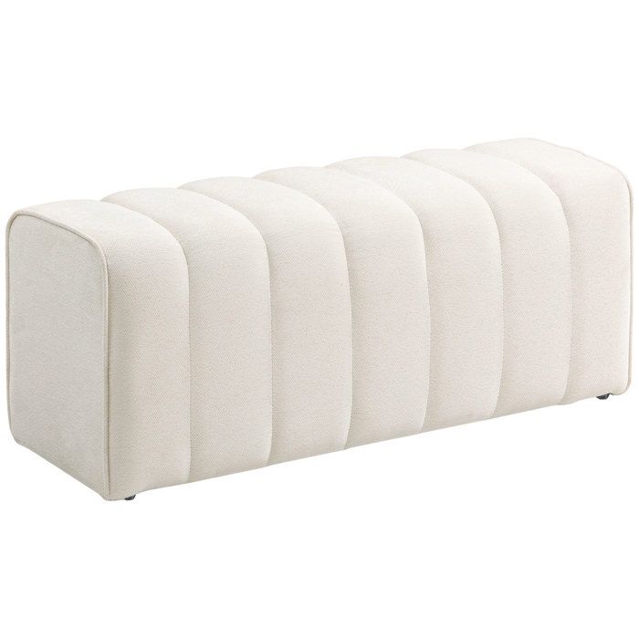 Banc bout de lit - HOMCOM - rembourré - pour chambre couloir salon - tissu aspect lin - 110 x 40 x 44 cm - crème